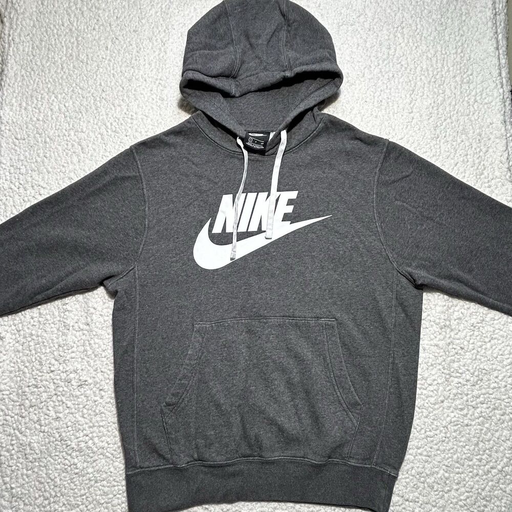 Nike Mens Club Fleece Hoodie Size S Gray Cotton Polyester Made in Pakistan
